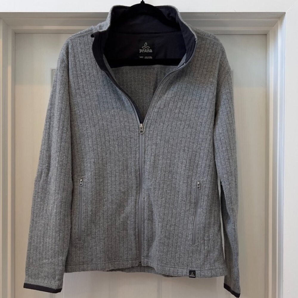 Men's Prana Full Zip Barclay Long Sleeve - Size Medium (Grey)
